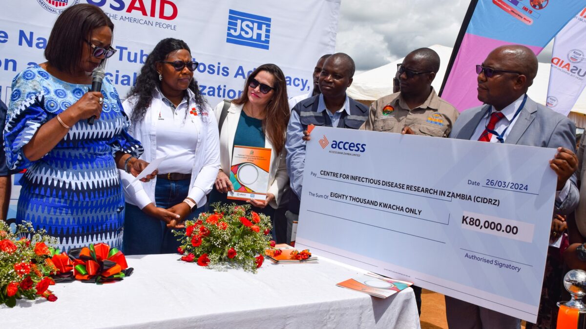 The Minister of Health, Ms Sylvia Masebo, launching the Tuberculosis National Interschools Singing Competition, during the World Tuberculosis (TB) Day, which was celebrated in Makululu Compound in Kabwe, Central Province.