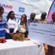 The Minister of Health, Ms Sylvia Masebo, launching the Tuberculosis National Interschools Singing Competition, during the World Tuberculosis (TB) Day, which was celebrated in Makululu Compound in Kabwe, Central Province.