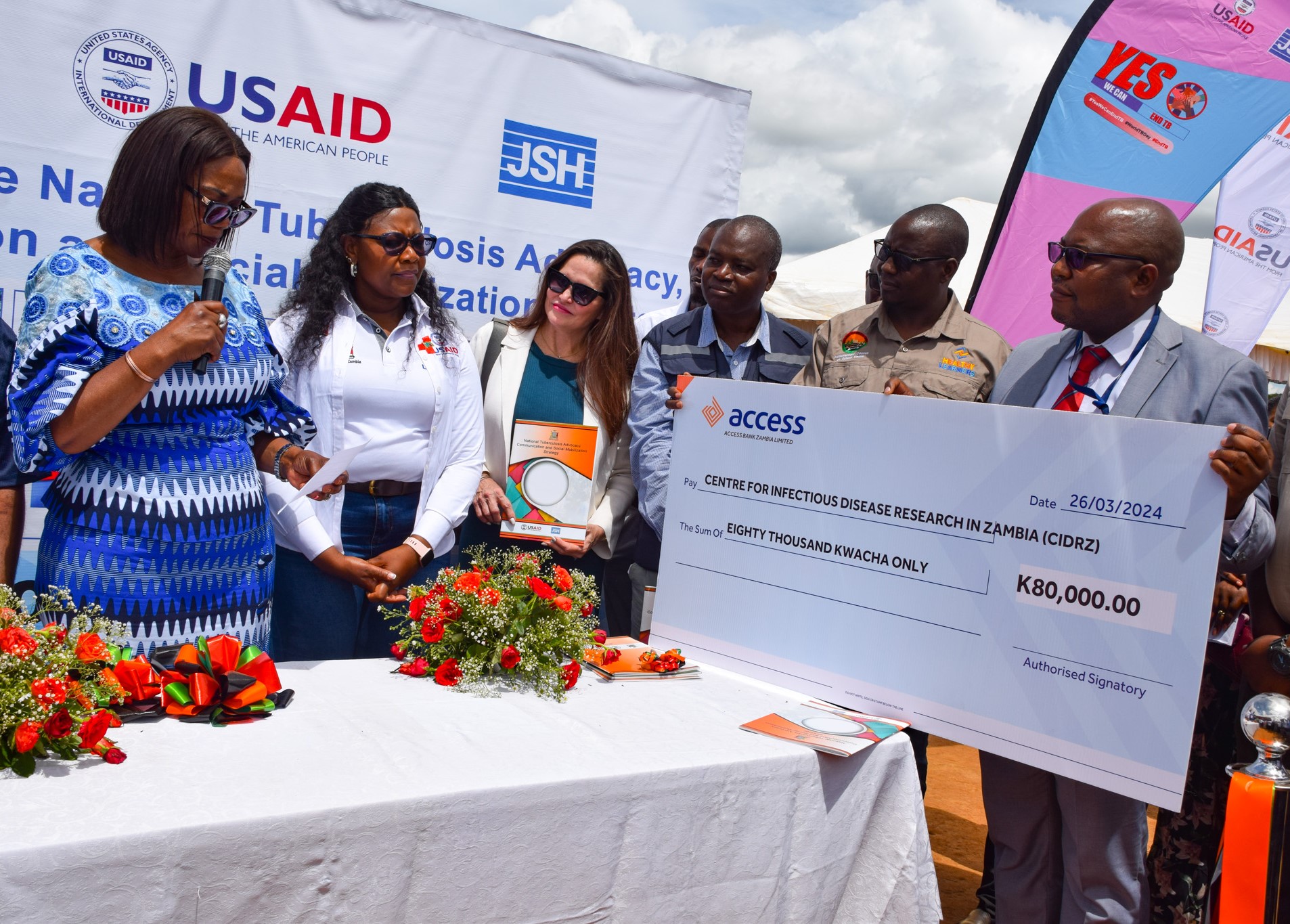 The Minister of Health, Ms Sylvia Masebo, launching the Tuberculosis National Interschools Singing Competition, during the World Tuberculosis (TB) Day, which was celebrated in Makululu Compound in Kabwe, Central Province.